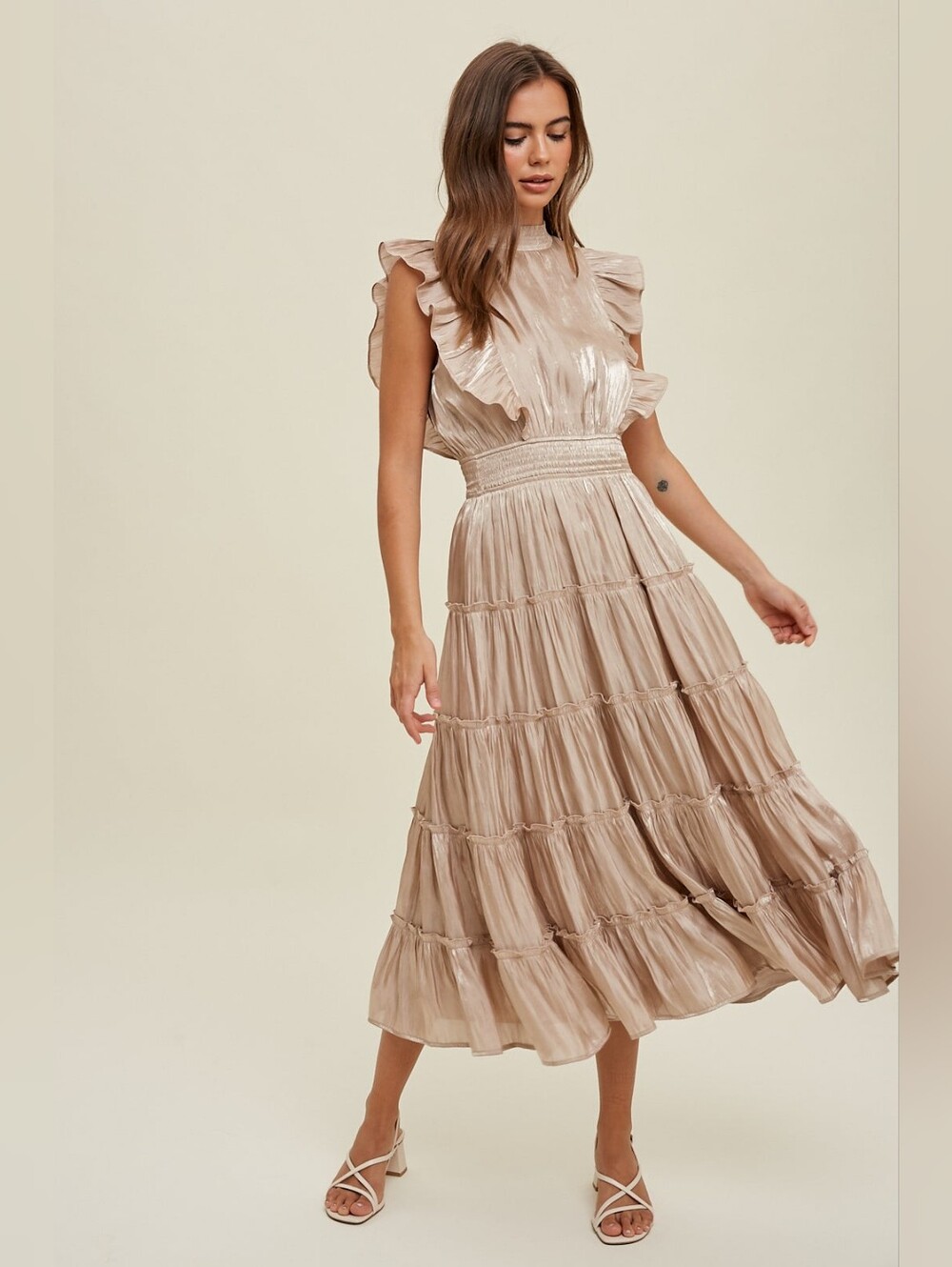 WISHLIST Elegant Midi Ruffle Dress - Picture 3 of 7